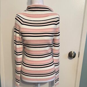 White House Black Market Pink and Black Striped Top